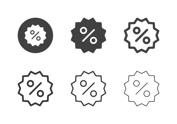 Vector illustration of Discount Label Icons - Multi Series