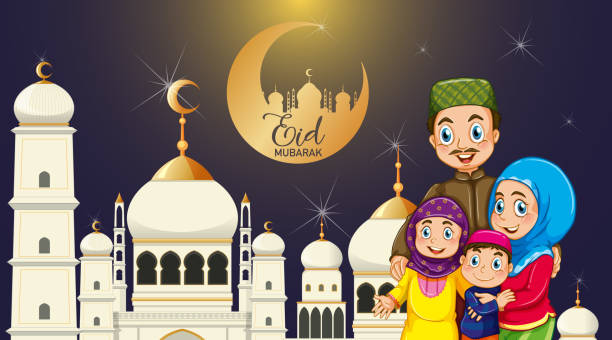 illustrazioni stock, clip art, cartoni animati e icone di tendenza di design di sfondo per il festival musulmano eid mubarak - asia travel traditional culture people