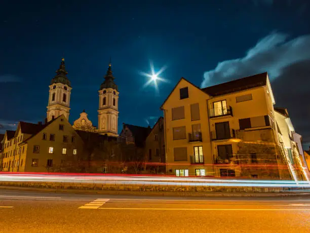 A beautiful super full moon night in Bad Waldsee, a little town near Ravensburg, Oberschwaben.