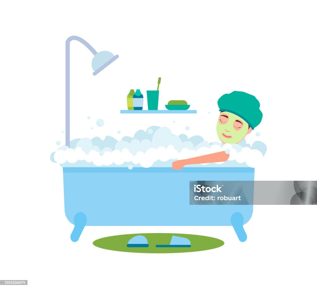 Bathing Vector Images Woman Bathing And Relaxing Vector Illustration Stock Illustration ...
