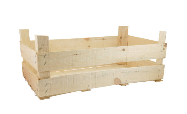 istock Wooden crate isolated on white 1203327127