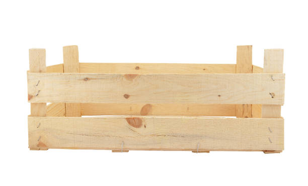 istock Wooden crate isolated on white 1203327130