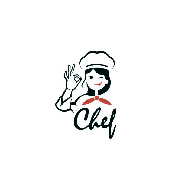 chef woman design chef woman design isolated on white background chef symbols stock illustrations