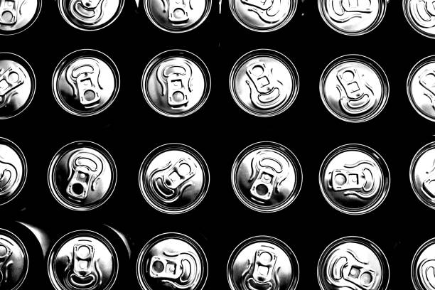 Beer cans background is black and silver color