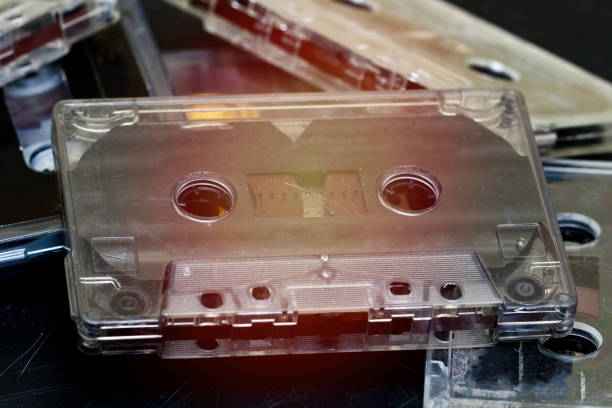 istock Old retro stereo cassette tapes 1203332440