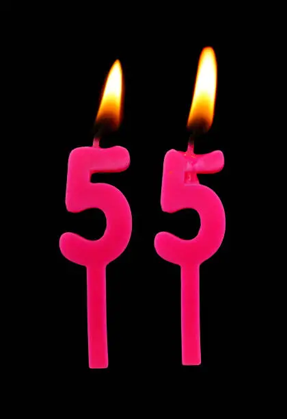 Photo of Birthday candles isolated, number 55