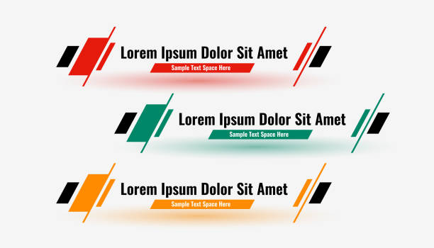 geometryczne dolne trzecie banery ustawione w różnych kolorach - lower third stock illustrations