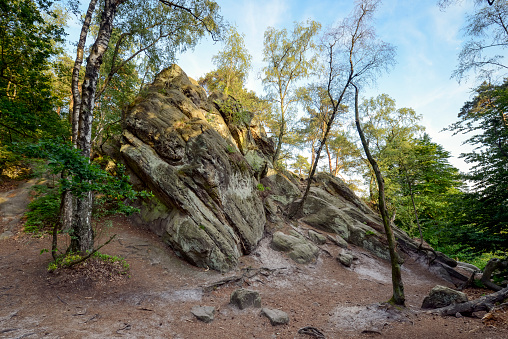Sandstone rock formation in Teutoburg Forest, North Rhine Westphalia, Germany