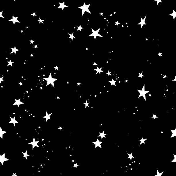 Black And White Night Stars Seamless Pattern Stock Illustration - Download  Image Now - Black And White, Star - Space, Star Shape - iStock