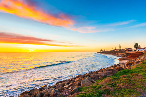 istock Christies Beach coastal view at sunset 1203349840