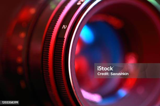 Photographic Lens Closeup Stock Photo - Download Image Now - Movie Camera, Camera - Photographic Equipment, Focus - Concept