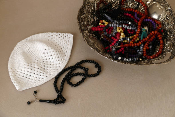 istock islamic figures and materials, tools of worship, rosary and skullcap, 1203359394