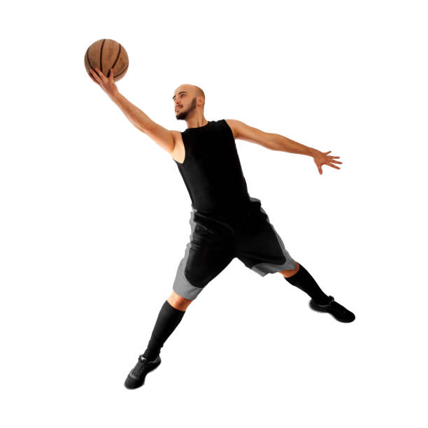 istock man playing basketball on white background 1203361833