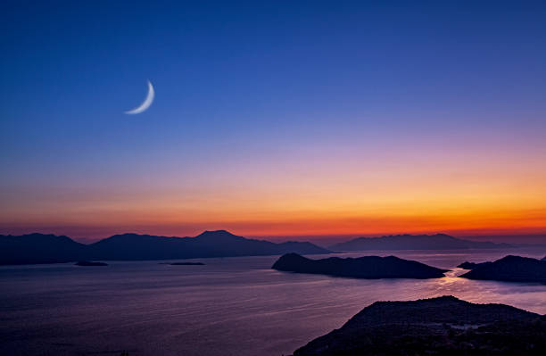 istock Sunset of the moon and day 1203363078