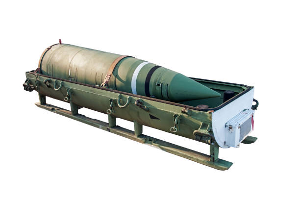 nuclear warhead from a ballistic missile in transport container stock photo