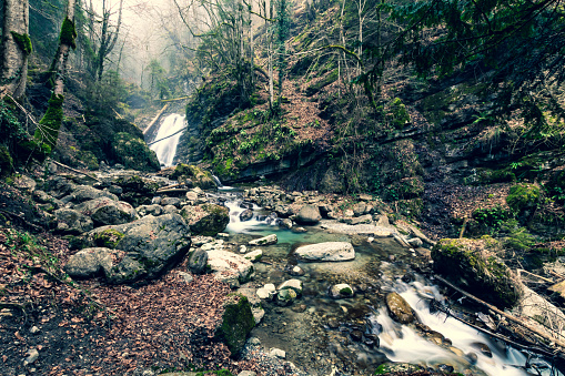 Cascade of the Chauderon Gorges, between Les Avants and Montreux (Switzerland)