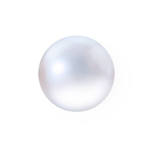 realistic white pearl with shadow isolated on white background - gem fashion jewelry bead imagens e fotografias de stock