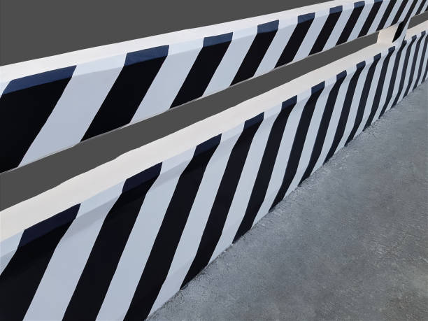 istock Bridge with Black and White Striped Paint Isolated on Gray 1203371936