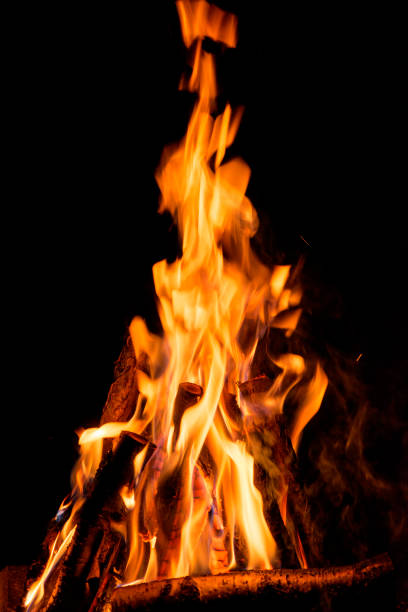 istock Flames from a bonfire in the night. 1203374414