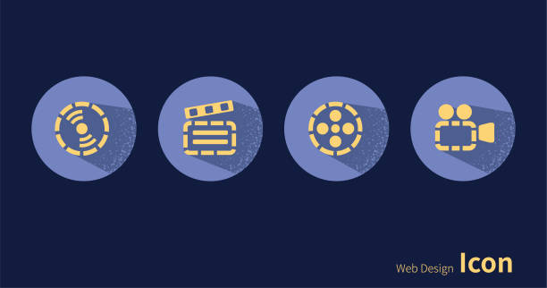 istock CD-ROM,Film Slate,Film Reel, projector, icon set. 1203378191