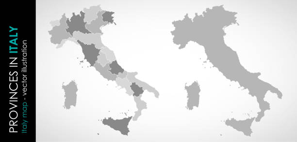 векторная карта провинции италия серого цвета - emiliano martinez stock illustrations
