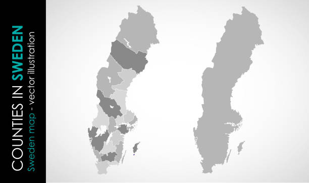 kuvapankkikuvitukset aiheesta vektori kartta ruotsi maan harmaa väri - västra götaland county