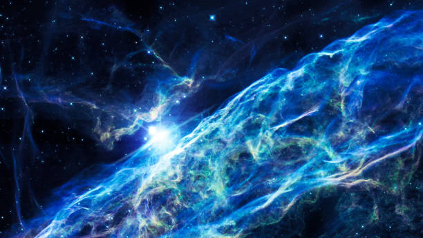 Nebula and galaxies in the universe. Abstract space background. Panoramic view of deep cosmos. Magic blue Veil Nebula and big star in outer space. Nebula and galaxies in the universe. Abstract space background. Panoramic view of deep cosmos. Magic blue Veil Nebula and big star in outer space. Elements of this image furnished by NASA. hubble space telescope photos stock pictures, royalty-free photos & images