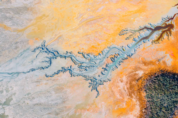 istock Salt fields and mineral lakes 1203392652