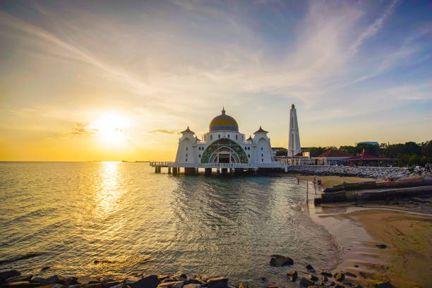 istock Majestic view of Malacca Straits Mosque during sunset. 1203398472