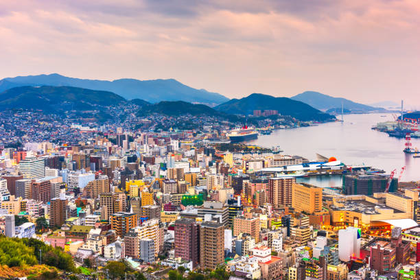 istock Nagasaki, Japan Cityscape at Dusk 1203403300