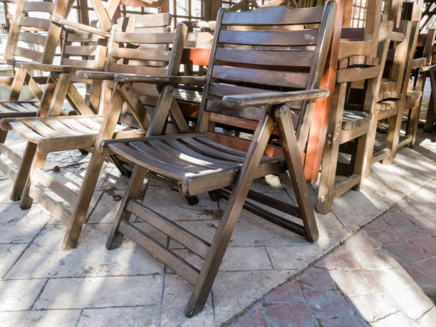 istock Wooden chairs in the city 1203403908