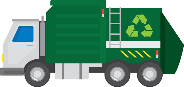 Recycling truck on a white background