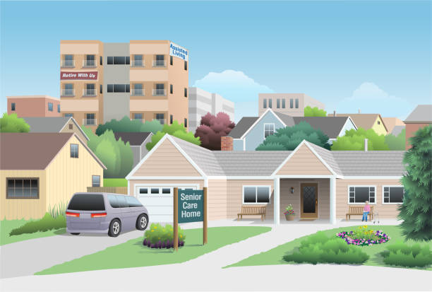 Senior Care Home vector art illustration