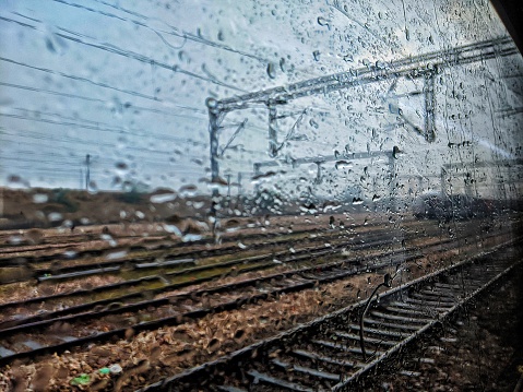 Train window rain