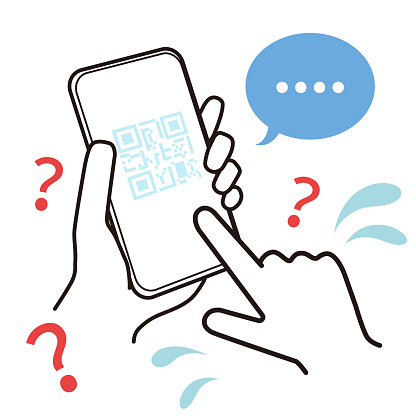 This is an illustration showing how your smartphone becomes unresponsive and is in trouble when you use QR code payment. Vector image.