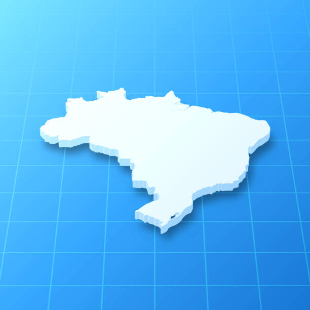 ilustrações, clipart, desenhos animados e ícones de mapa 3d do brasil sobre fundo azul - mapa brazil 3d