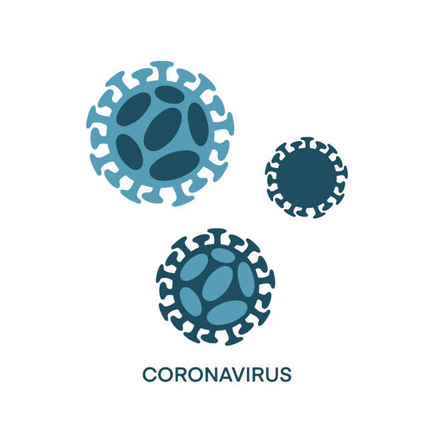 płaski wektor illlustracji coronavirus izolowane na białym tle. globalna epidemia 2019-ncov. - bacterium virus magnifying glass green stock illustrations