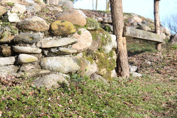 istock Small dry stone wall in winter 1203427465