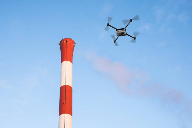 istock Air pollution inspecting and detecting drone 1203427653