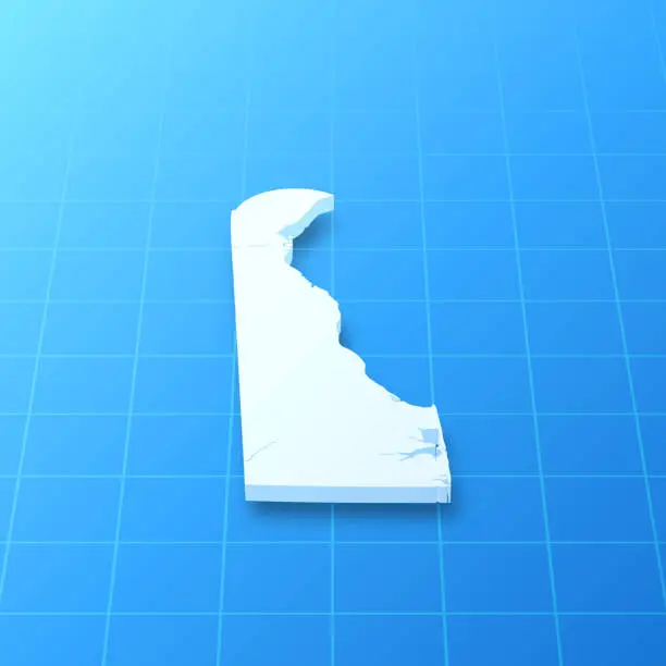 Vector illustration of Delaware 3D Map on blue background