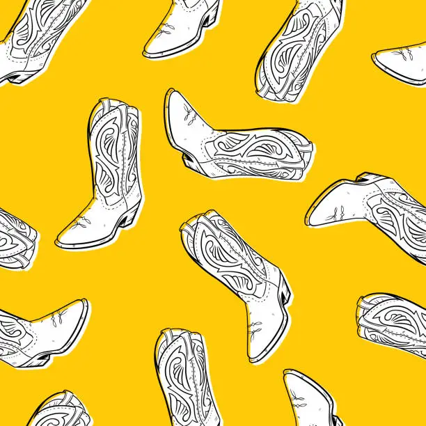 Vector illustration of Hand Drawn Boot Pattern