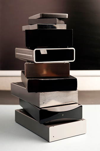 Hard Disk Stack Different Sizes And Various Colors With Partial ...