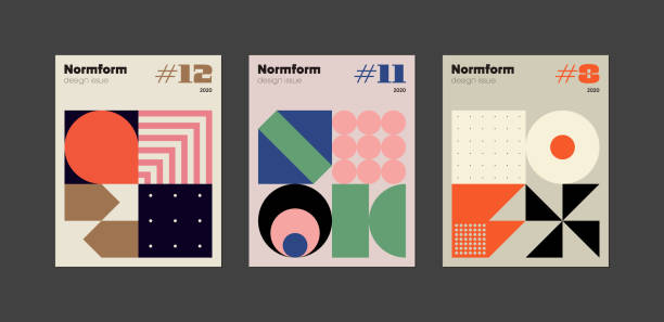 modernism design wector cover mockup - swiss culture illustrations stock illustrations