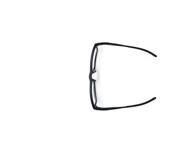 Stylish black glasses isolated on white background. Single frame glasses with space for text