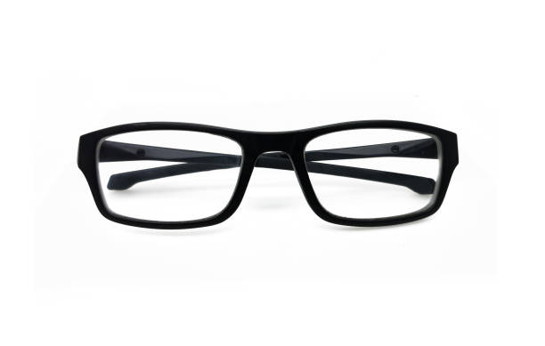 istock Stylish black glasses isolated on white background. Single frame glasses 1203446441
