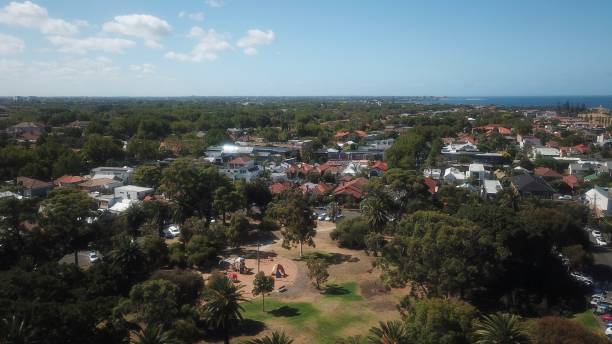 istock Aerial view of residential district 1203454637