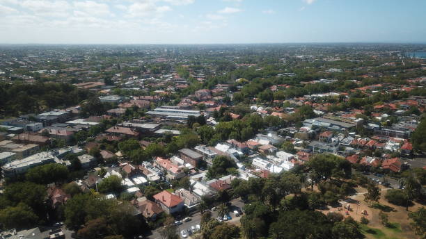istock Aerial view of residential district 1203454716