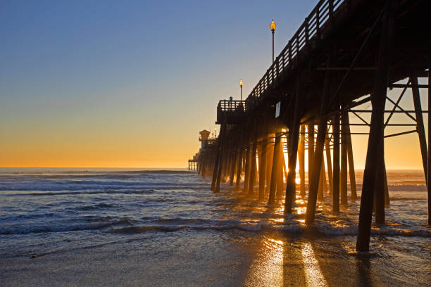 Oceanside Pier dusk at Oceanside Pier, Oceanside CA san diego photos stock pictures, royalty-free photos & images