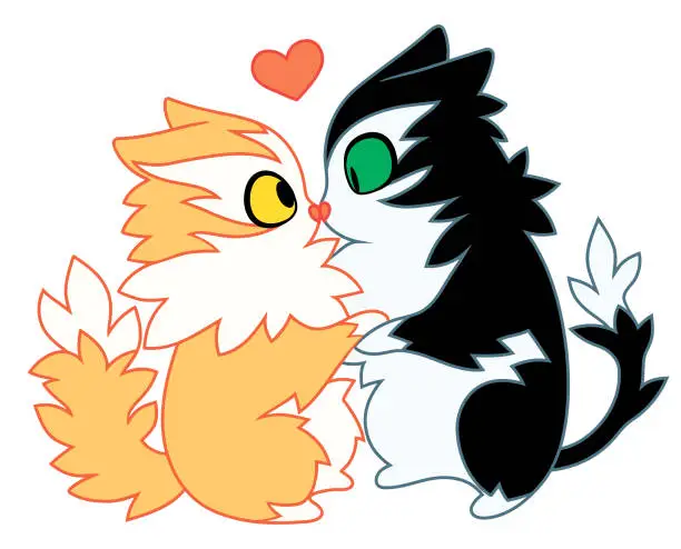 Vector illustration of Two Cats Kissing
