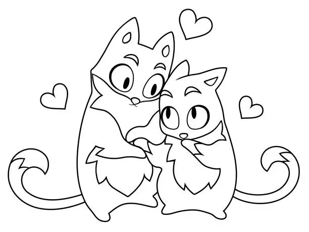 Vector illustration of cats in love